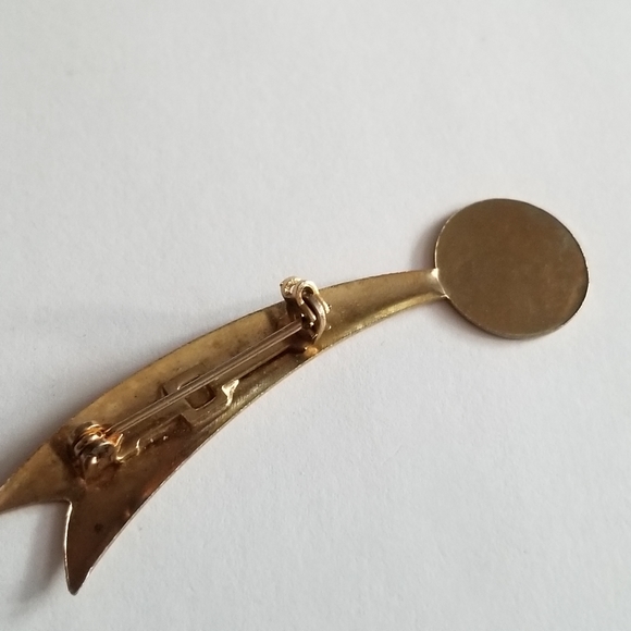 Vintage shooting star brooch halley's comet  gold tone pin celestial perseid - Picture 6 of 7